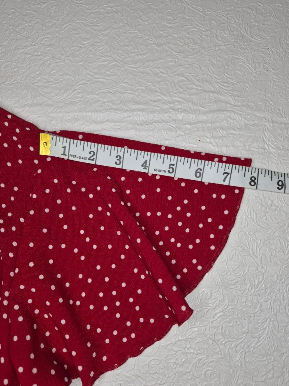 Relipop Womens XL Red White Polka Dot Ruffle Flutter Short Sleeve Wrap Dress - Picture 13 of 15